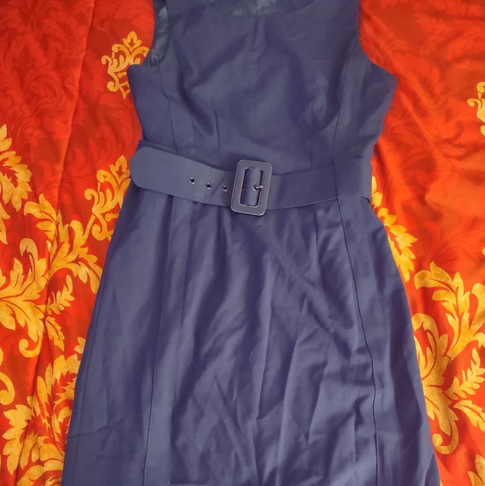 Blue belted dress